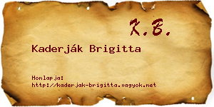Kaderják Brigitta névjegykártya